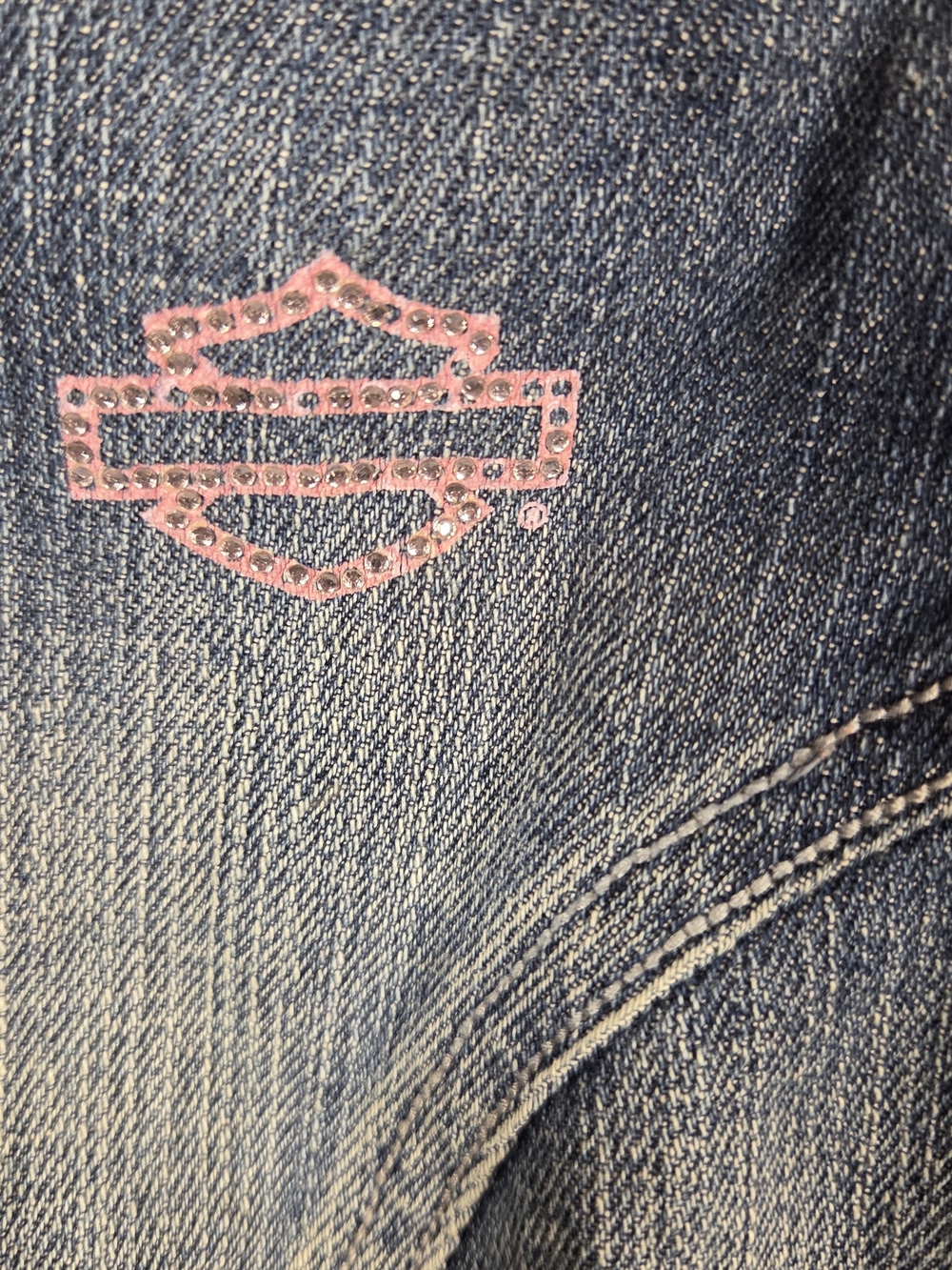 Vintage Harley-Davidson Y2K blue denim jean vest (K507) - Picture 2 of 12